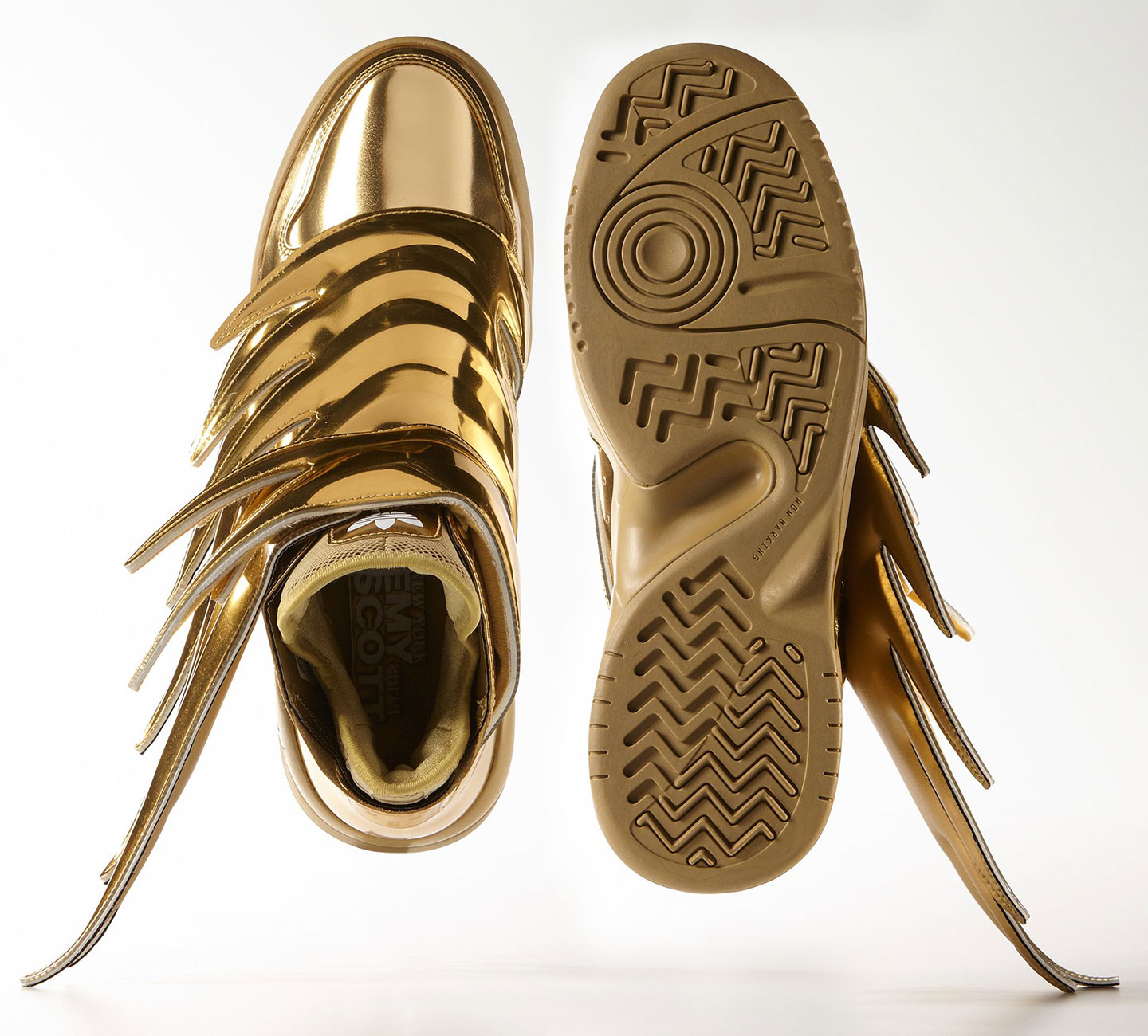 Gold Adidas Wings 3 top bottom sole