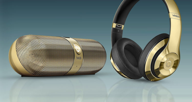 Beats by Dre Limited Edition Gloss Gold Headphones and Pill 2.0 featured