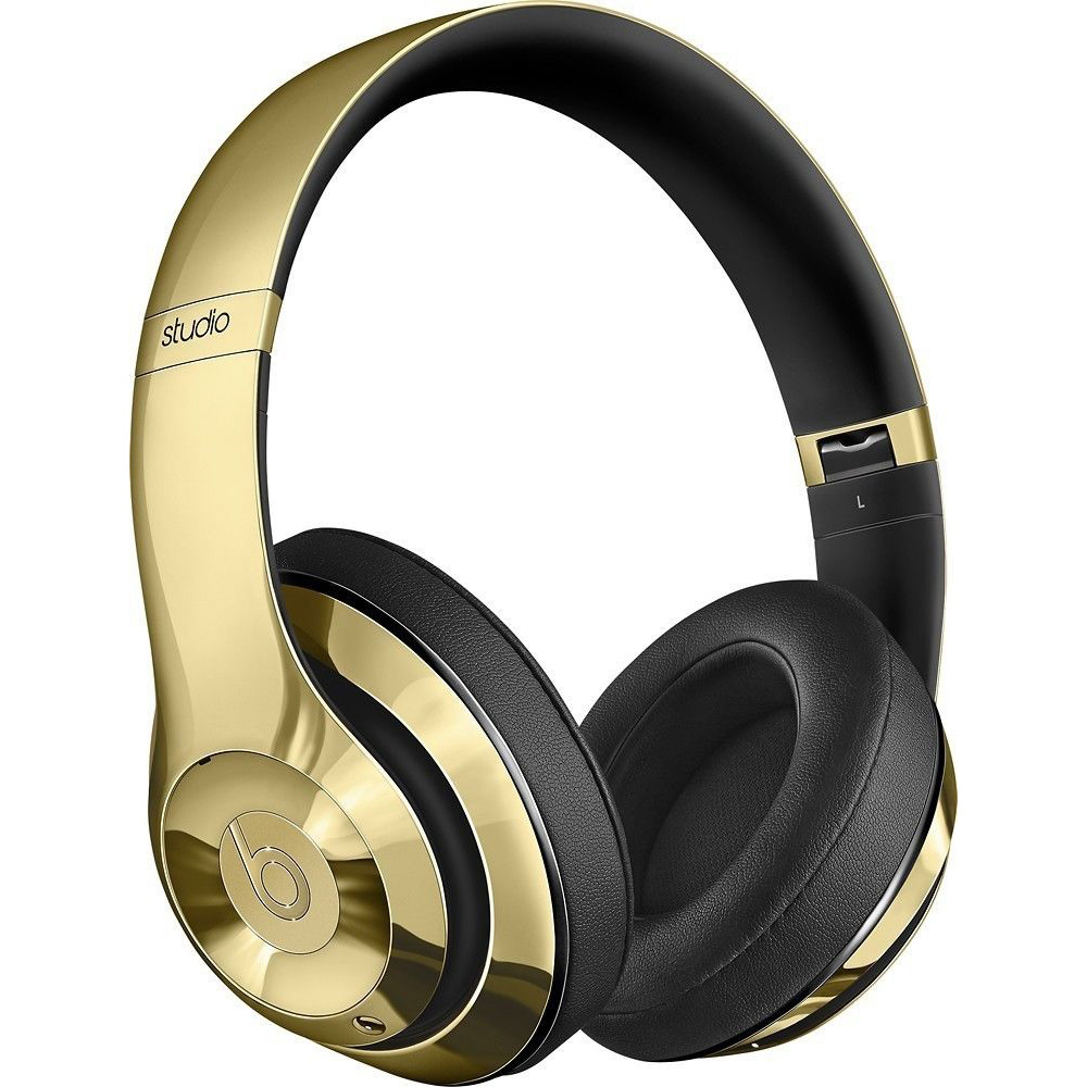 Beats by Dre Limited Edition Gloss Gold Headphones and Pill 2.0 side 1