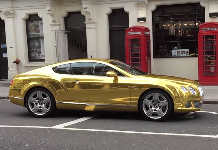 Bentley Continental GT gold wrap London 1