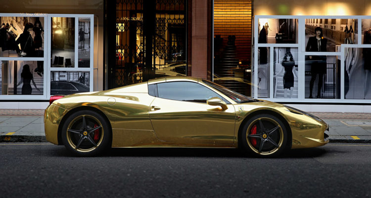 Ferrari 458 spider gold London featured