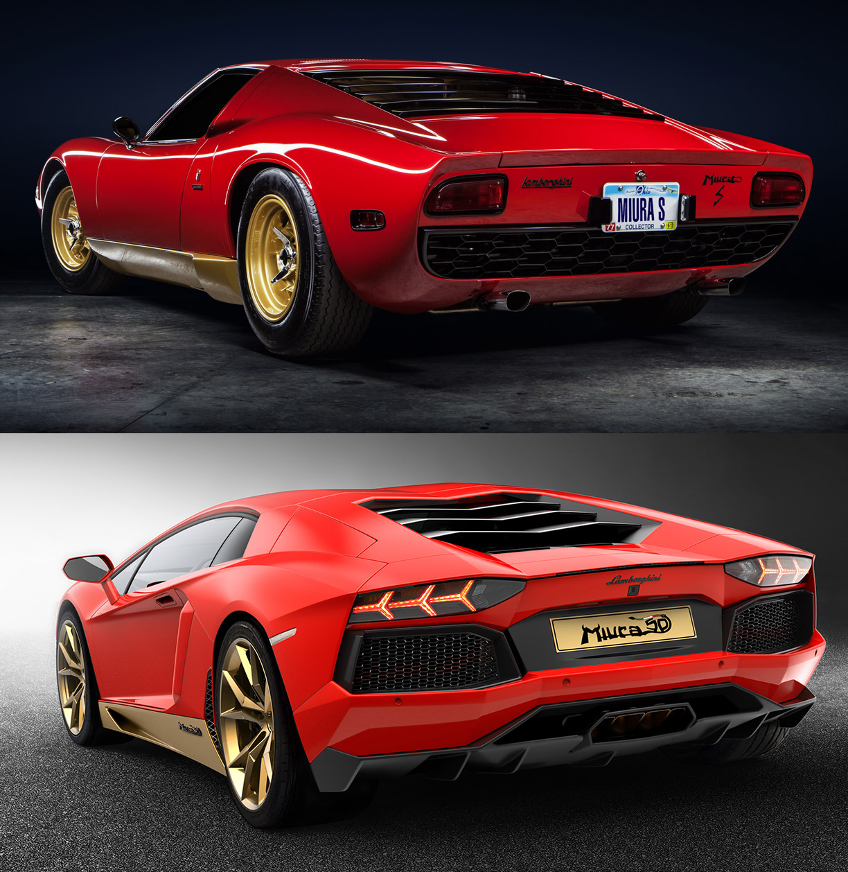 Lamborghini Aventador Miura 50 homage side compare rear