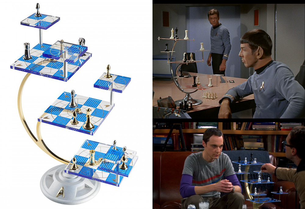 gold star trek chess set 3 dimensional