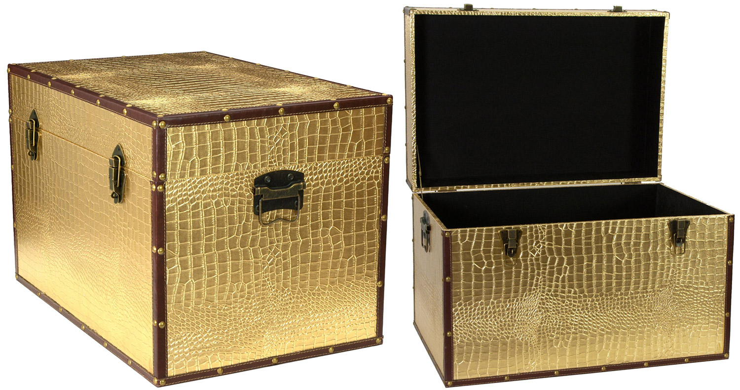 oriental furniture gold trunk