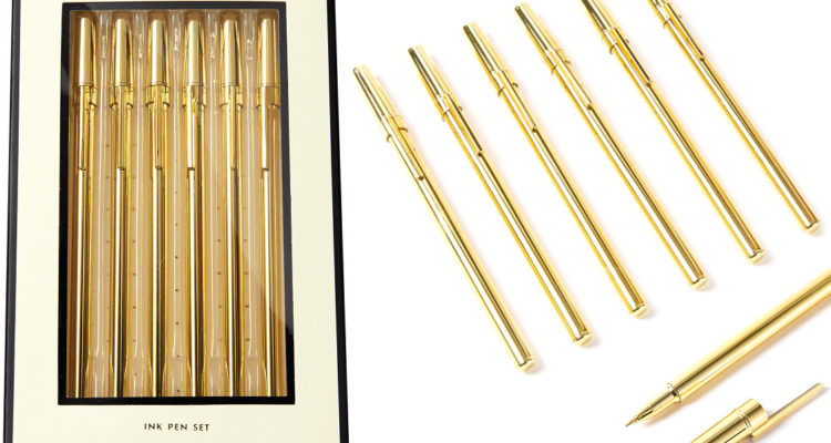 kate-spade-new-york-gold-pens - Gold Blog