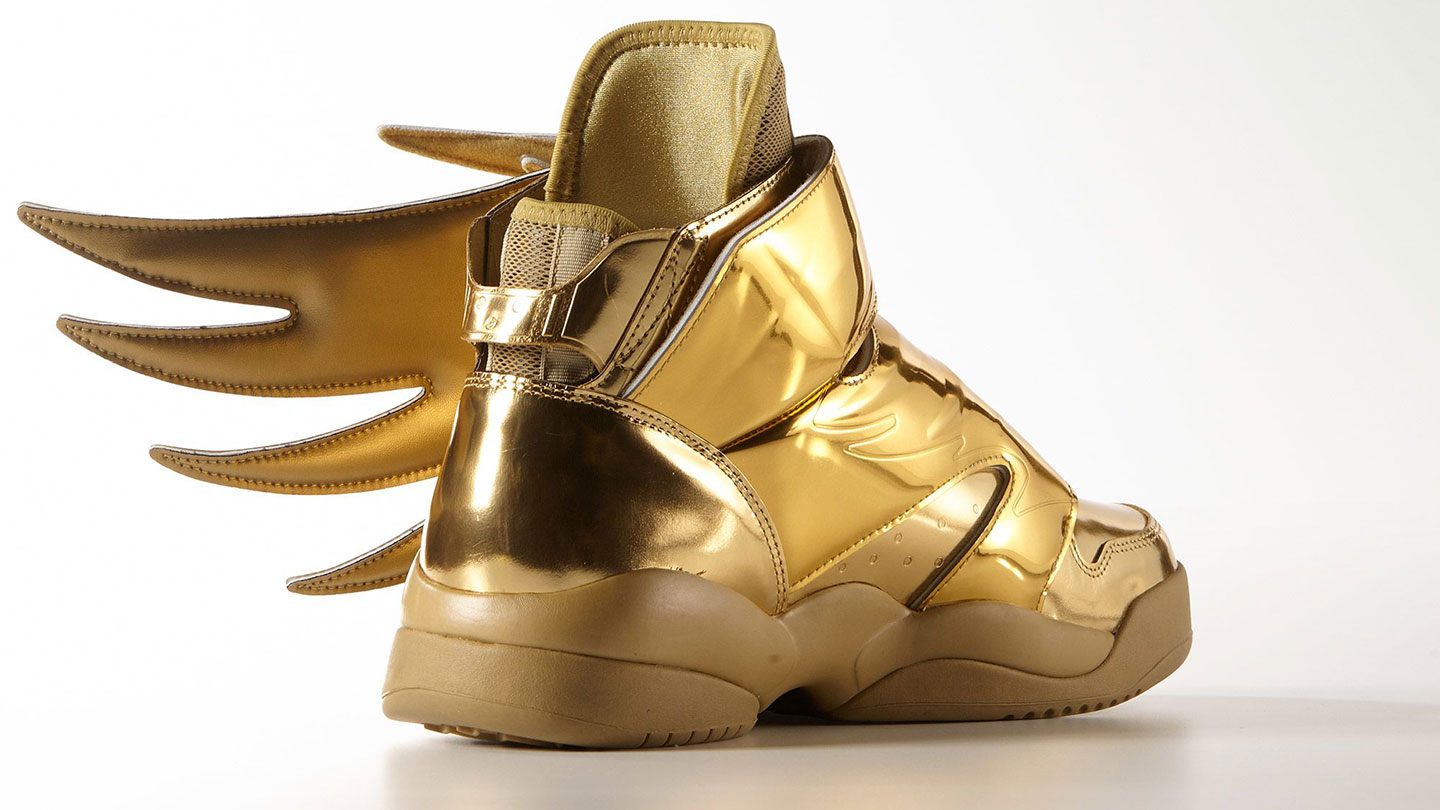Flying high with gold Adidas Wings 3 Jeremy Scott sneakers