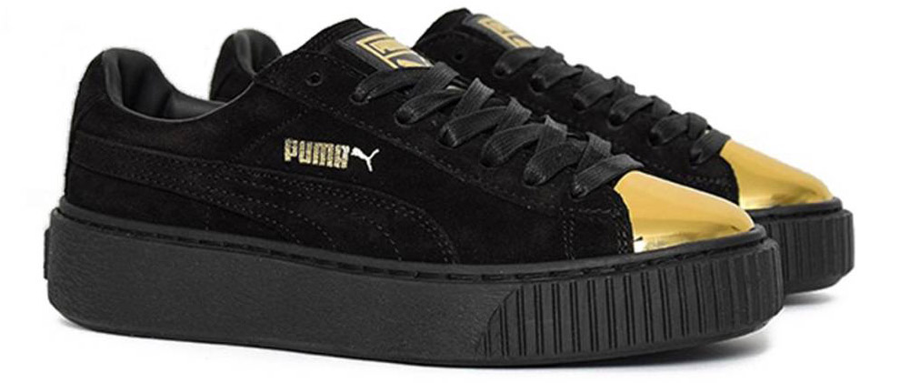 Puma Suede Platform Gold Toe Shoes - Gold Blog