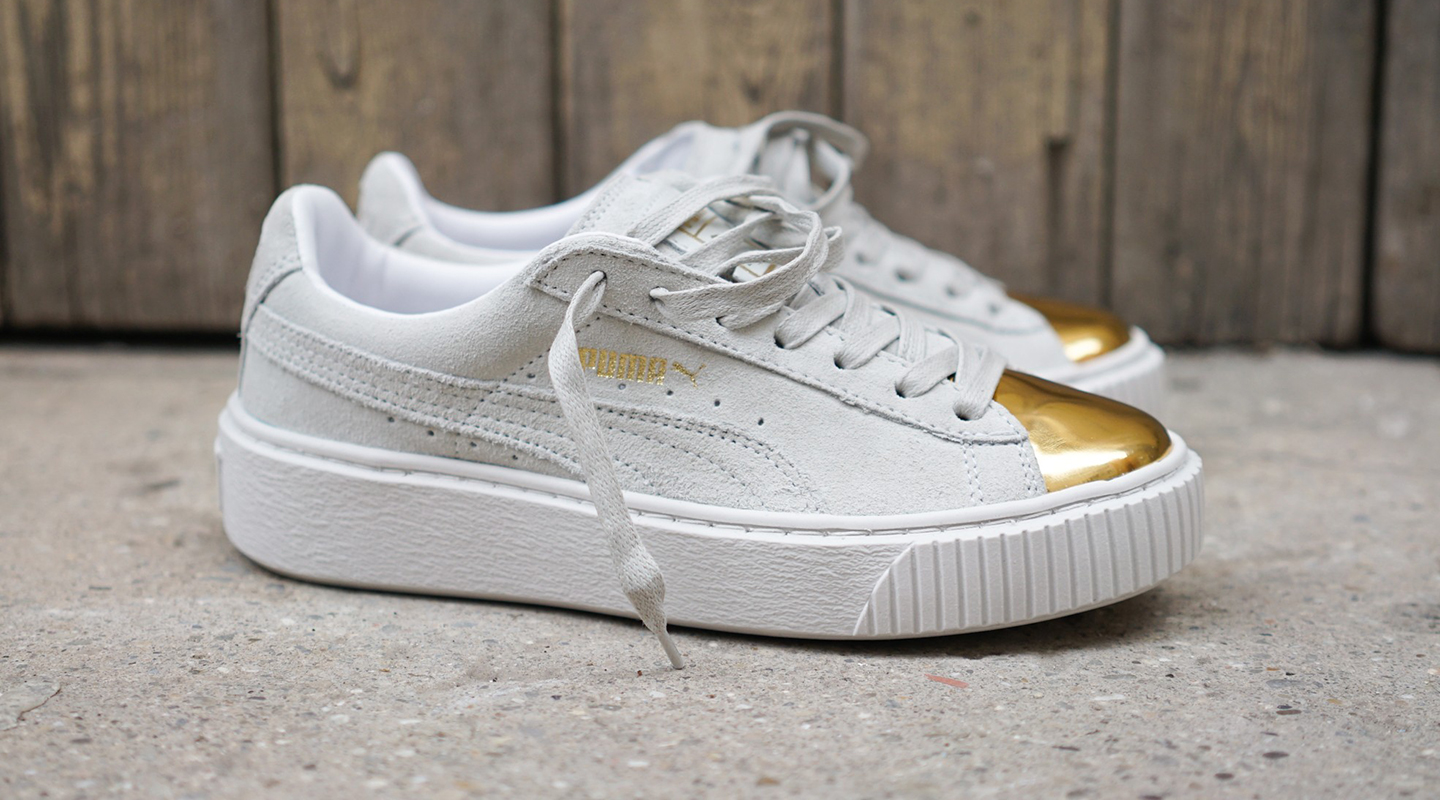 Puma Suede Platform Gold Toe Shoes - Gold Blog